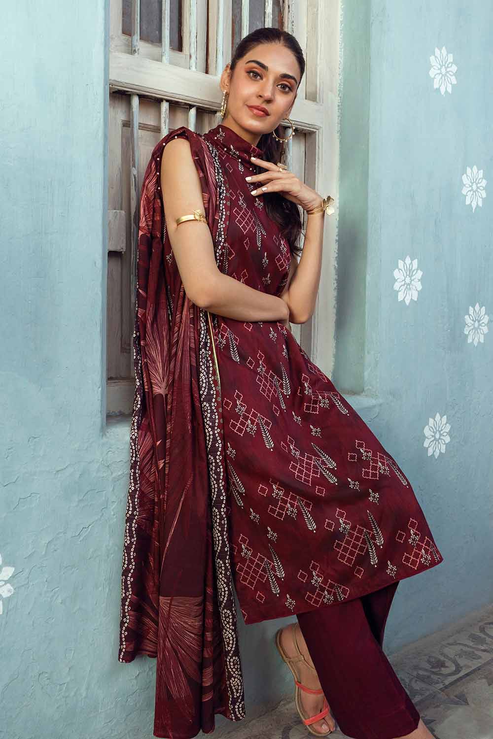 Unstitched Dobby Linen Salwar Kameez Suit Gul Ahmed LT-32013 B