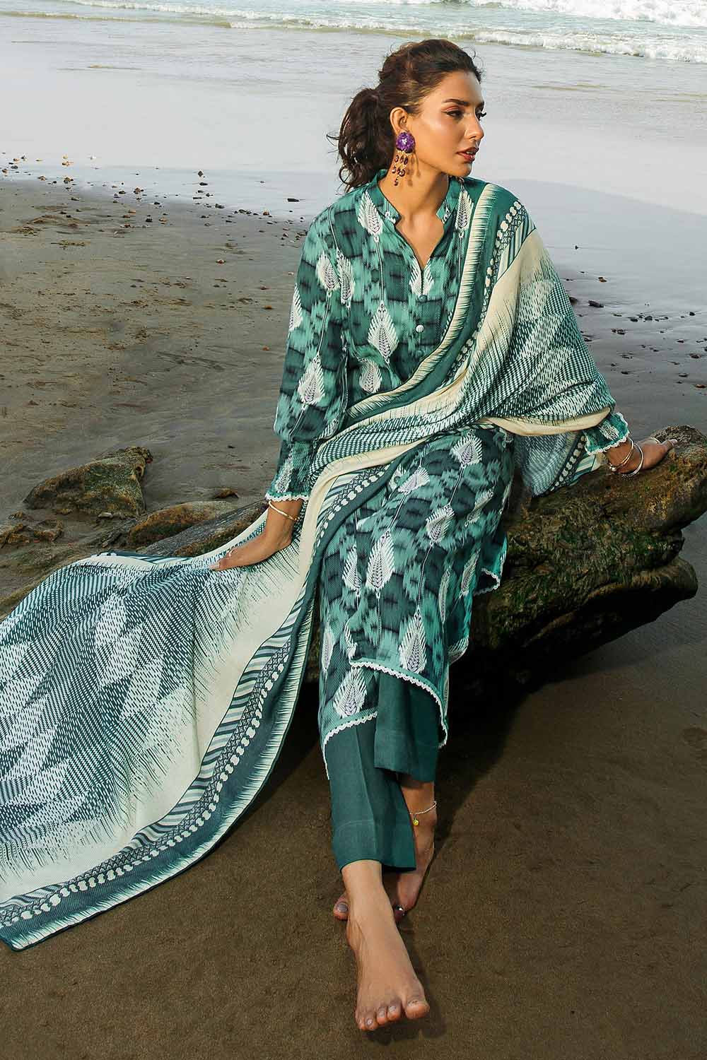 Unstitched Printed Linen Suit Salwar Kameez Gul Ahmed LT-32020 B