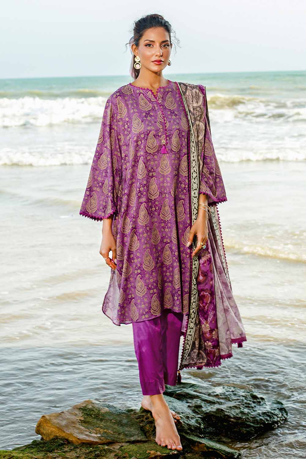 Unstitched Printed Linen Suit Salwar Kameez Gul Ahmed LT-32021 A