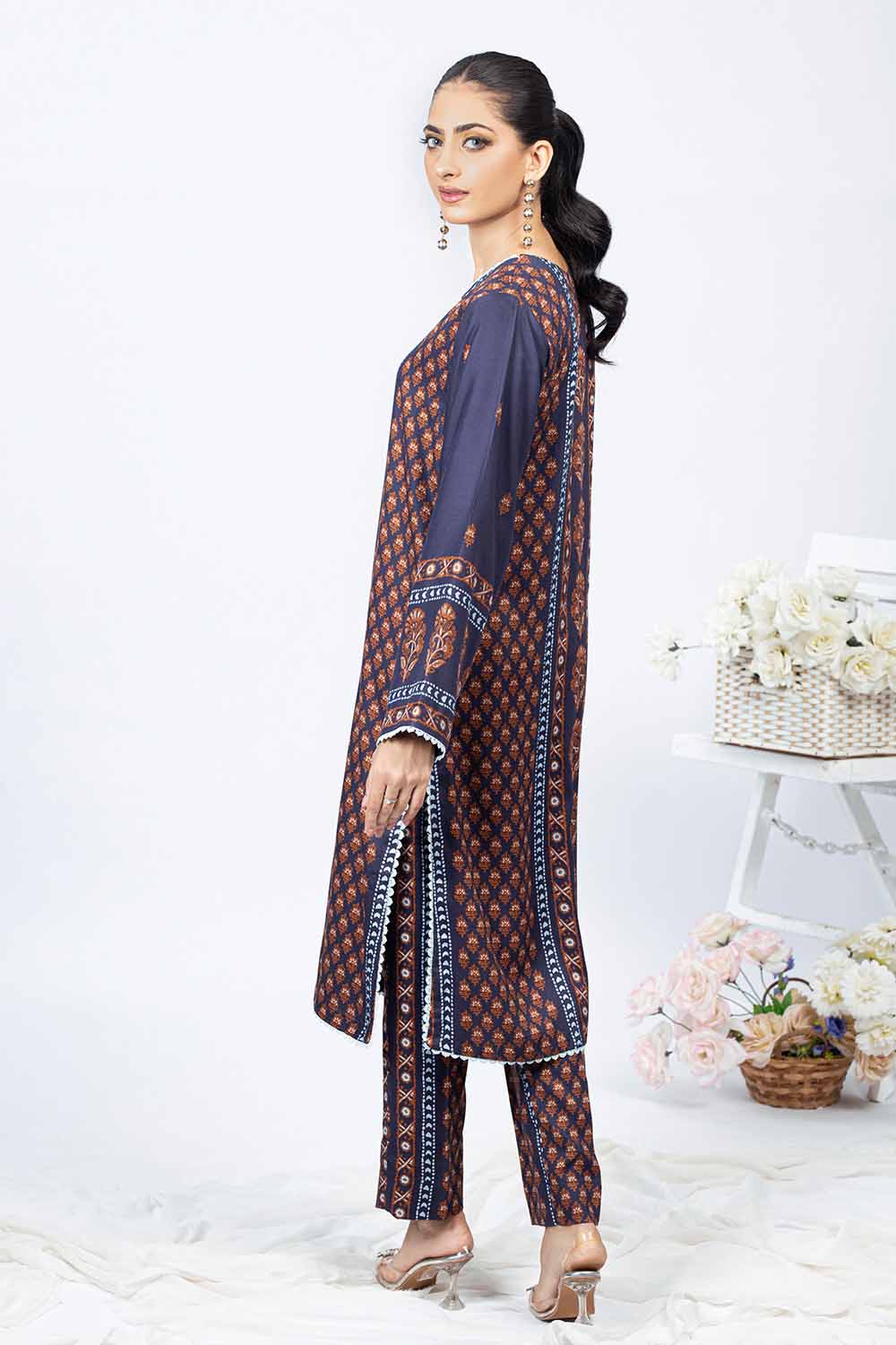 Unstitched Printed Twill Linen Salwar Kameez Suit Gul Ahmed WNSS-32011