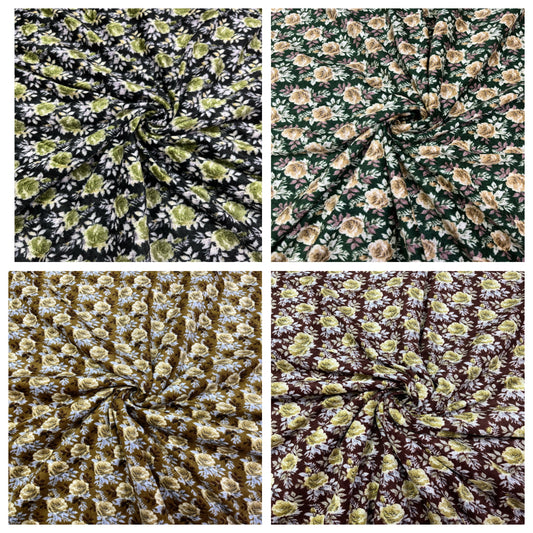 D06 Floral Print Velvet Loose Fabric 3.5 Metres