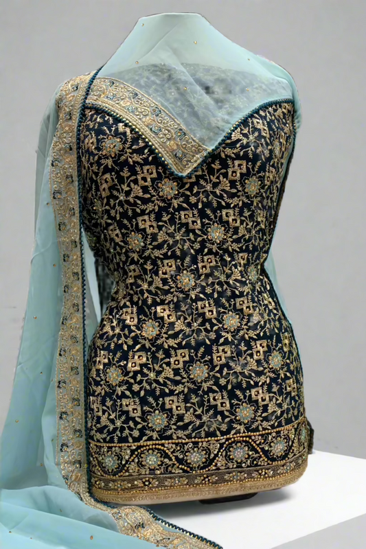5590 Unstitched Ladies Embroidered Georgette 4pc Fancy Fashion Suit