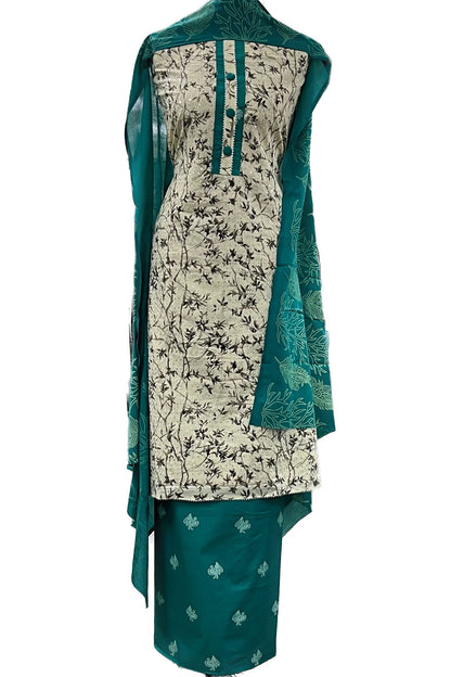 17799 Unstitched Embroidered Sequin Cotton Suit