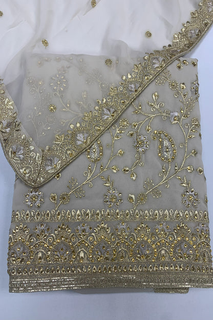 5762 Unstitched Ladies Lurex Embroidery Georgette 4pc Suit