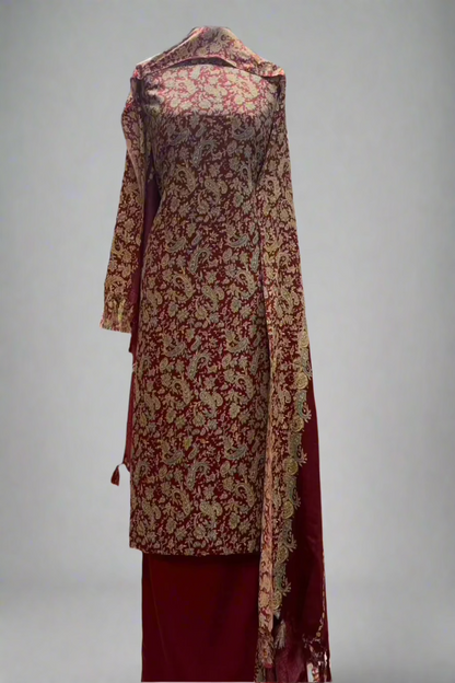 405 Unstitched Ladies Paisley Print Alpine 3pc Warm Suit