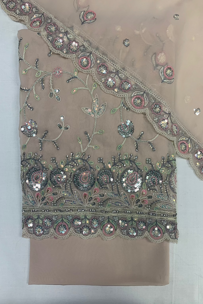 5643 Floral Embroidery Sequin Chiffon 4pc Unstitched Suit