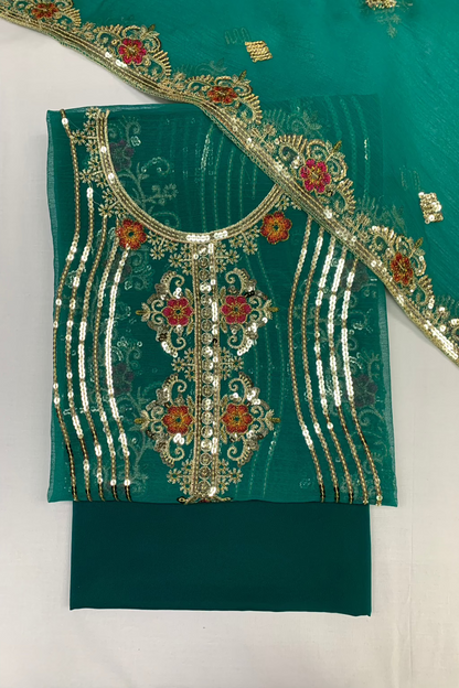 D25 Sequin Embroidery Crinkle Chiffon 4pc Unstitched Suit