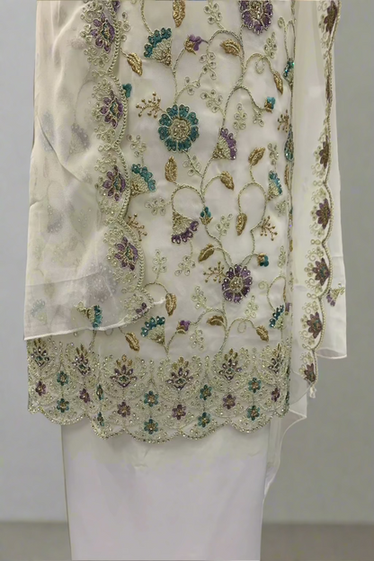162 Sequin Embroidery Georgette 4pc Unstitched Suit