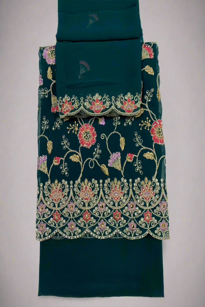 162 Sequin Embroidery Georgette 4pc Unstitched Suit