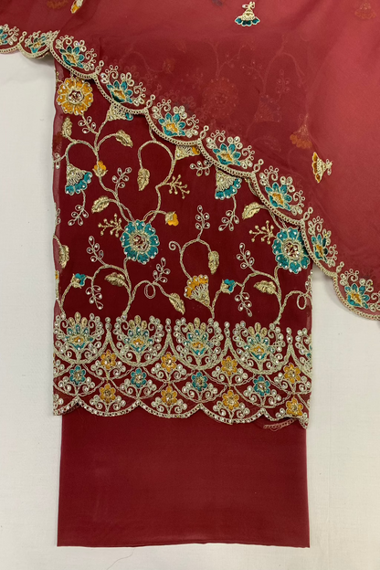 162 Sequin Embroidery Georgette 4pc Unstitched Suit