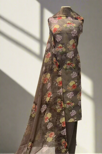 5962 Georgette & Chiffon Flower Print 3pc Unstitched Suit