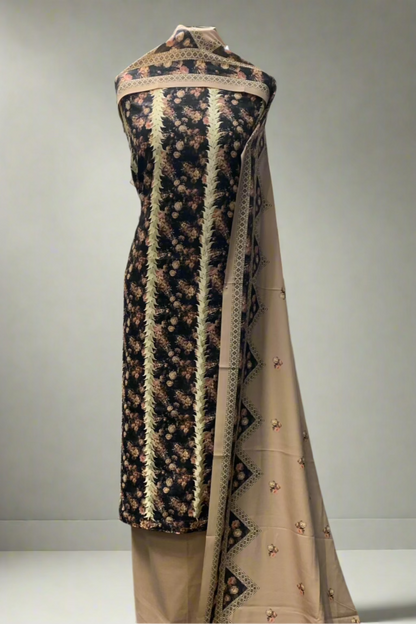 154 Floral Print Embroidered Alpine 3pc Warm Unstitched Suit