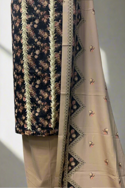 154 Floral Print Embroidered Alpine 3pc Warm Unstitched Suit