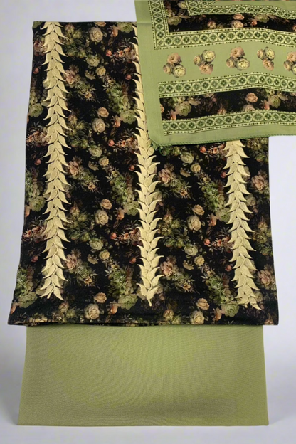 154 Floral Print Embroidered Alpine 3pc Warm Unstitched Suit