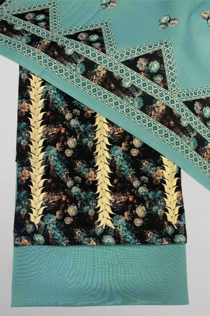 154 Floral Print Embroidered Alpine 3pc Warm Unstitched Suit