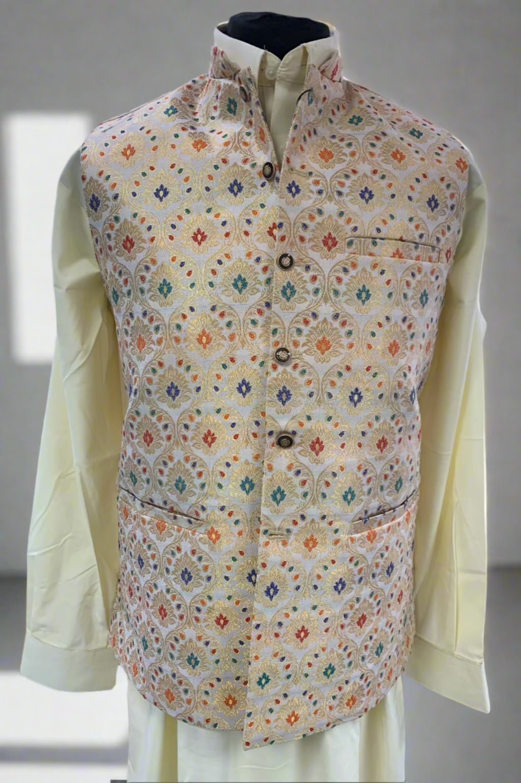 MW2 Multicolour Men's Fashion Banarsi Waistcoat