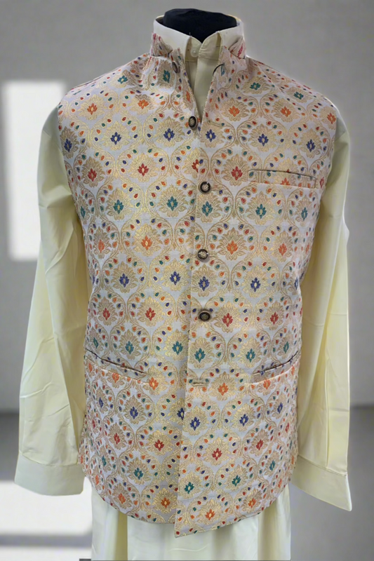 MW2 Multicolour Men's Fashion Banarsi Waistcoat