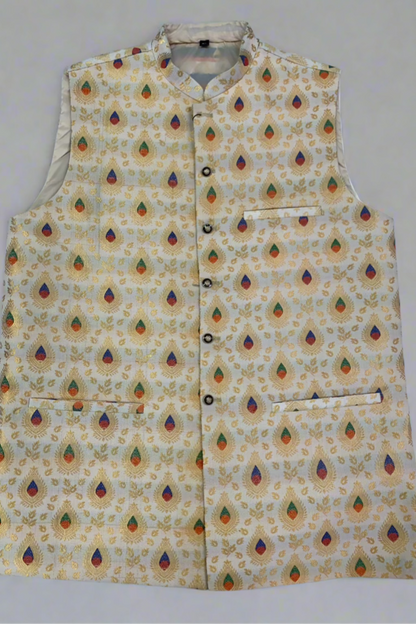 MW2 Multicolour Men's Fashion Banarsi Waistcoat