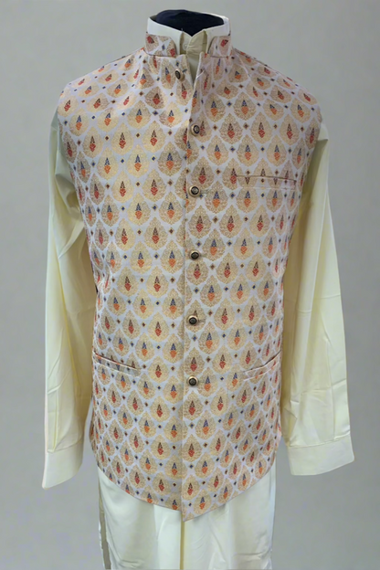 MW2 Multicolour Men's Fashion Banarsi Waistcoat