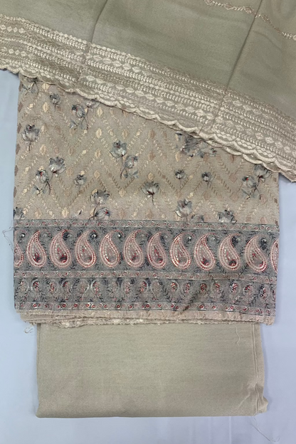 192 Floral Print Embroidered Alpine 3pc Warm Unstitched Suit