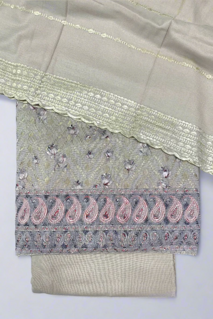 192 Floral Print Embroidered Alpine 3pc Warm Unstitched Suit