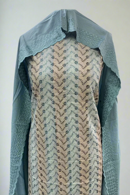 195 Floral Print Embroidered Alpine 3pc Warm Unstitched Suit