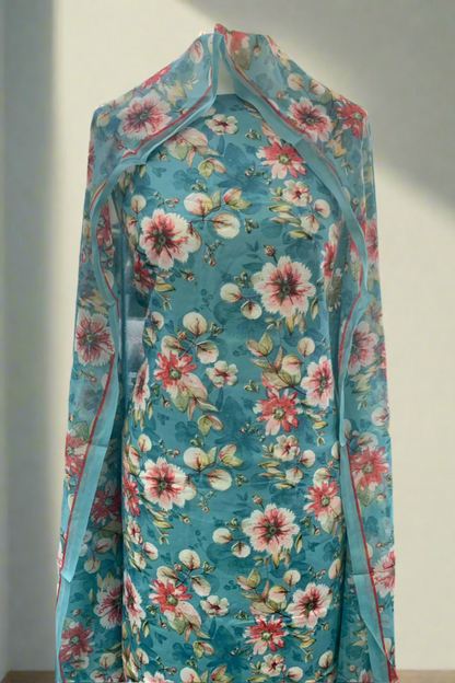 5975 Crepe Flower Print 3pc Unstitched Suit