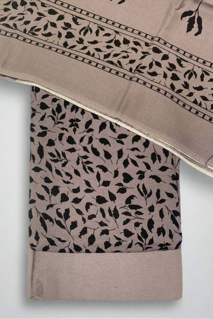 D107 Unstitched Ditsy Leaf Print Viscose 3pc Suit