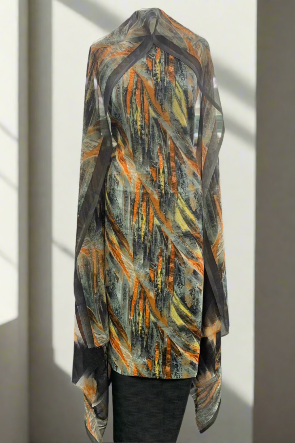 5980 Crepe Contemporary Print 3pc Unstitched Suit