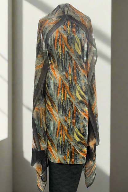 5980 Crepe Contemporary Print 3pc Unstitched Suit