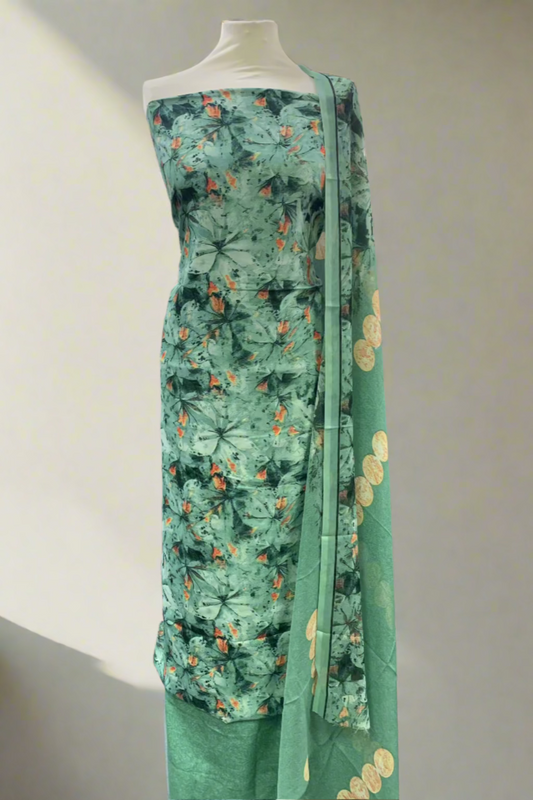 5983 Large Open Floral Print 3pc Unstitched Crepe Suit