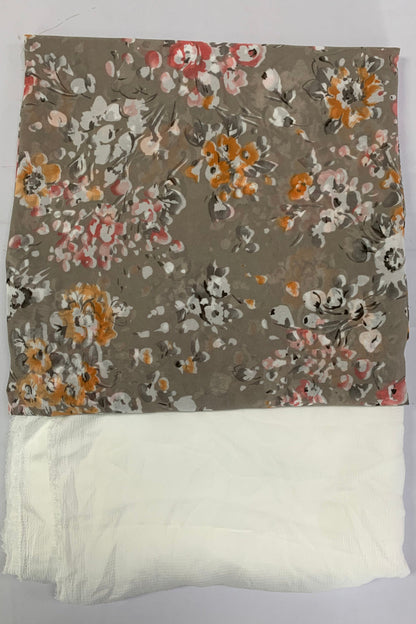Unstitched Printed 2pc Chiffon and Polyester Suit