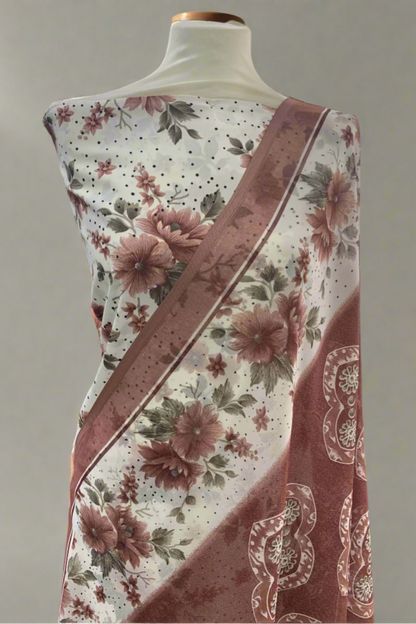 Floral fabric on a mannequin in a fabric store