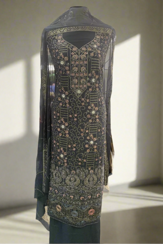 1558 Embroidered 4pc Net Suit with Sequins & Embellishments