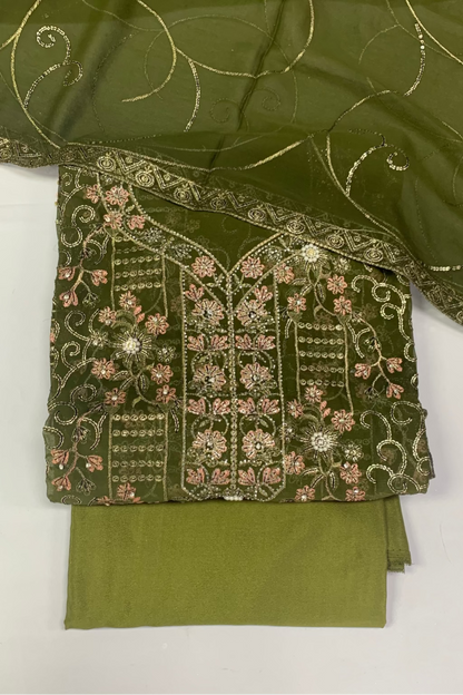 1558 Embroidered 4pc Net Suit with Sequins & Embellishments