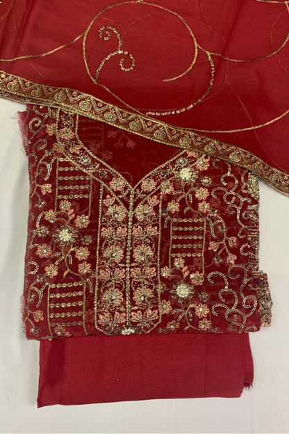 1558 Embroidered 4pc Net Suit with Sequins & Embellishments