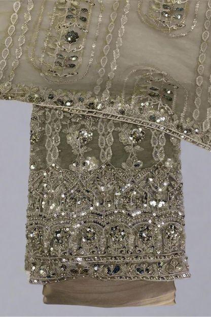 1562 Embroidery & Sequin 4pc Net Suit with Beading