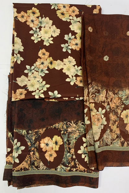 325 Flower Print 3pc Unstitched Crepe Suit