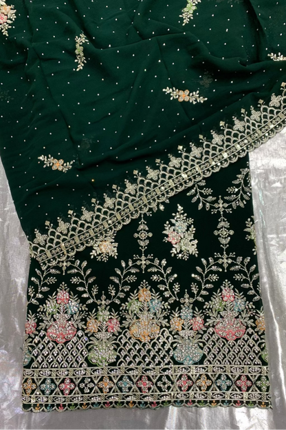 P2 Embroidery 4pc Chiffon Party Suit with Diamante Detail