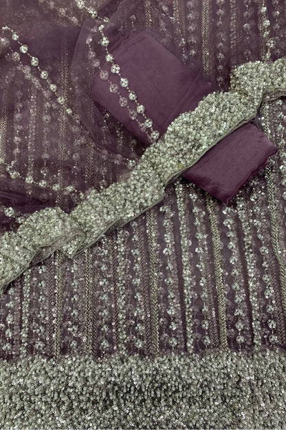 D3N Pearls & Sequin 4pc Net Heavy Party Suit