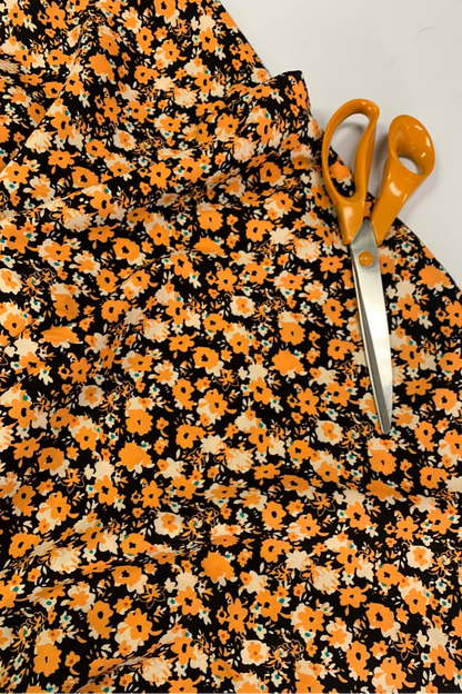 D126 Ditsy Flower Printed Loose Viscose Dress Fabric 4 Yards