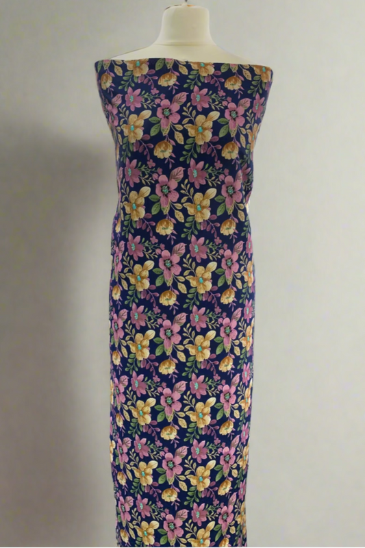 Floral dress on a mannequin in a store setting