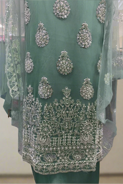 2210 Pearls & Sequin 4pc Net Heavy Party Suit