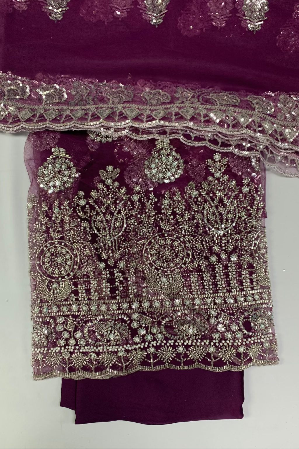 2210 Pearls & Sequin 4pc Net Heavy Party Suit