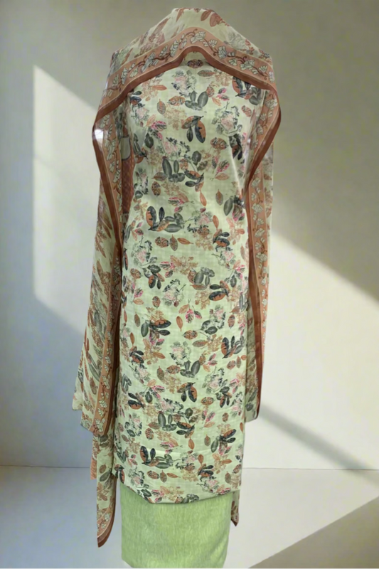 Traditional garment with floral pattern in a store setting