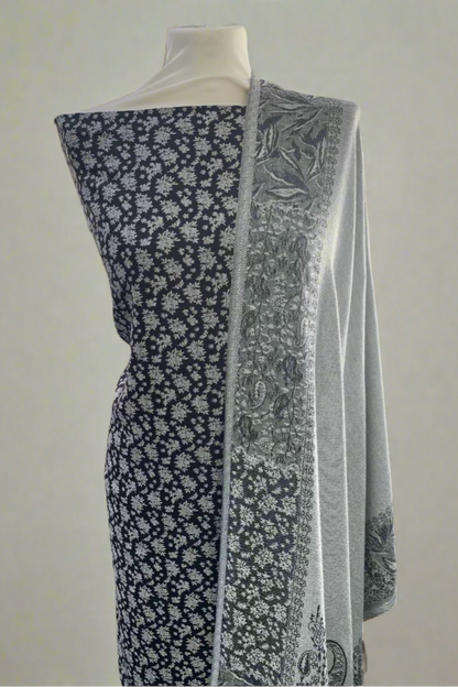 178 Monochrome Printed 3pc Warm Alpine Unstitched Suit