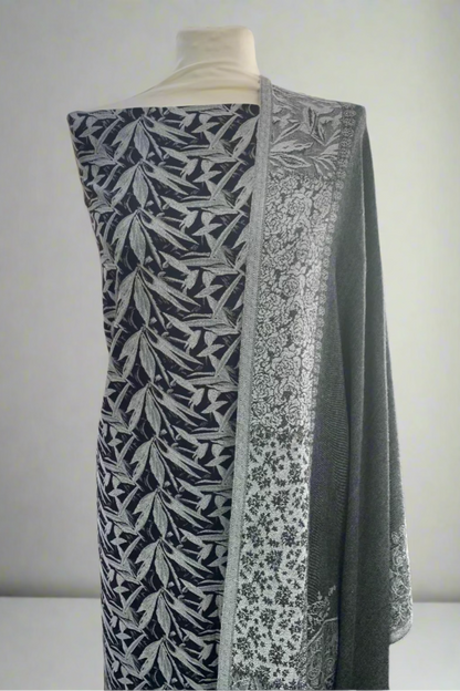 178 Monochrome Printed 3pc Warm Alpine Unstitched Suit