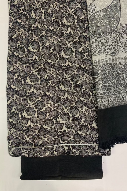 178 Monochrome Printed 3pc Warm Alpine Unstitched Suit