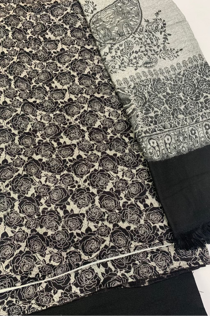 178 Monochrome Printed 3pc Warm Alpine Unstitched Suit