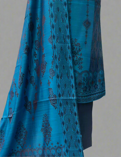 D42 Two-Tone Floral Print 3pc Warm Unstitched Suit